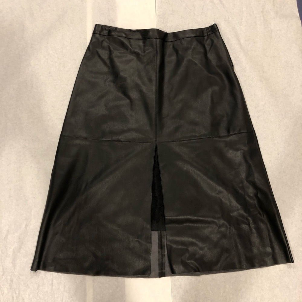 Faux Leather Skirt with Lace Window